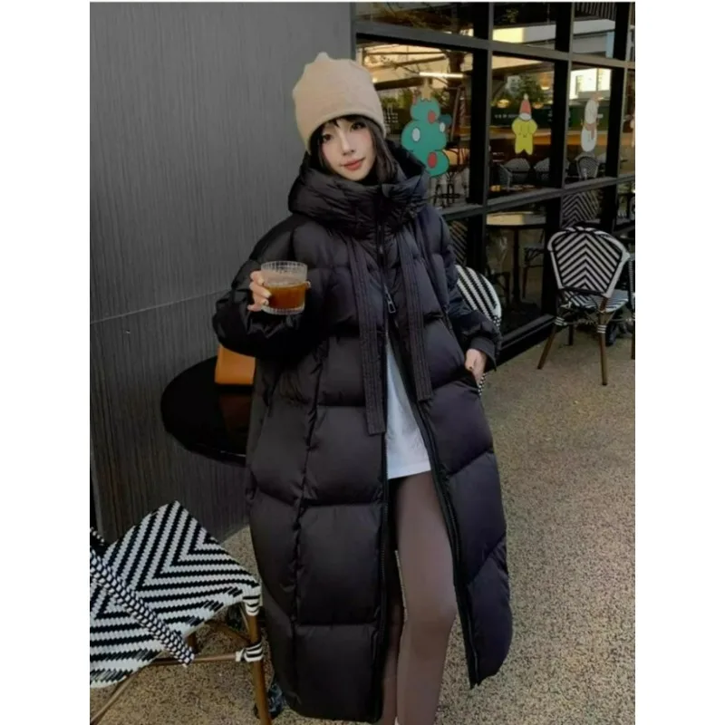 2025 Anti-season Korean Version of Long Cotton-padded Women's Thickened Fashion Loose Warm Knee Jacket Cotton-padded Winter