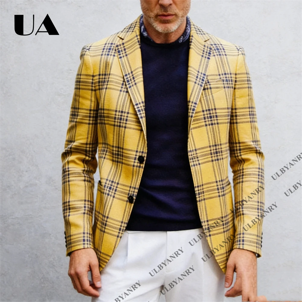 

Retro Plaid Mens Suit Blazer Single-Breasted Party Suit Jacket Casual Sport Coat for Men Fashionable Party Prom Suit