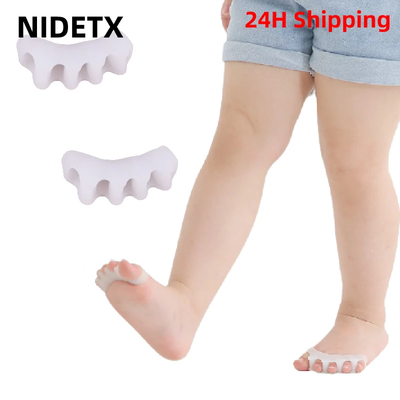 4pcs=2pairs Child Silicone Gel Foot Finger Toe Separator Thumb Protector Bunion Adjuster Hallux Valgus Pedicure For Kid