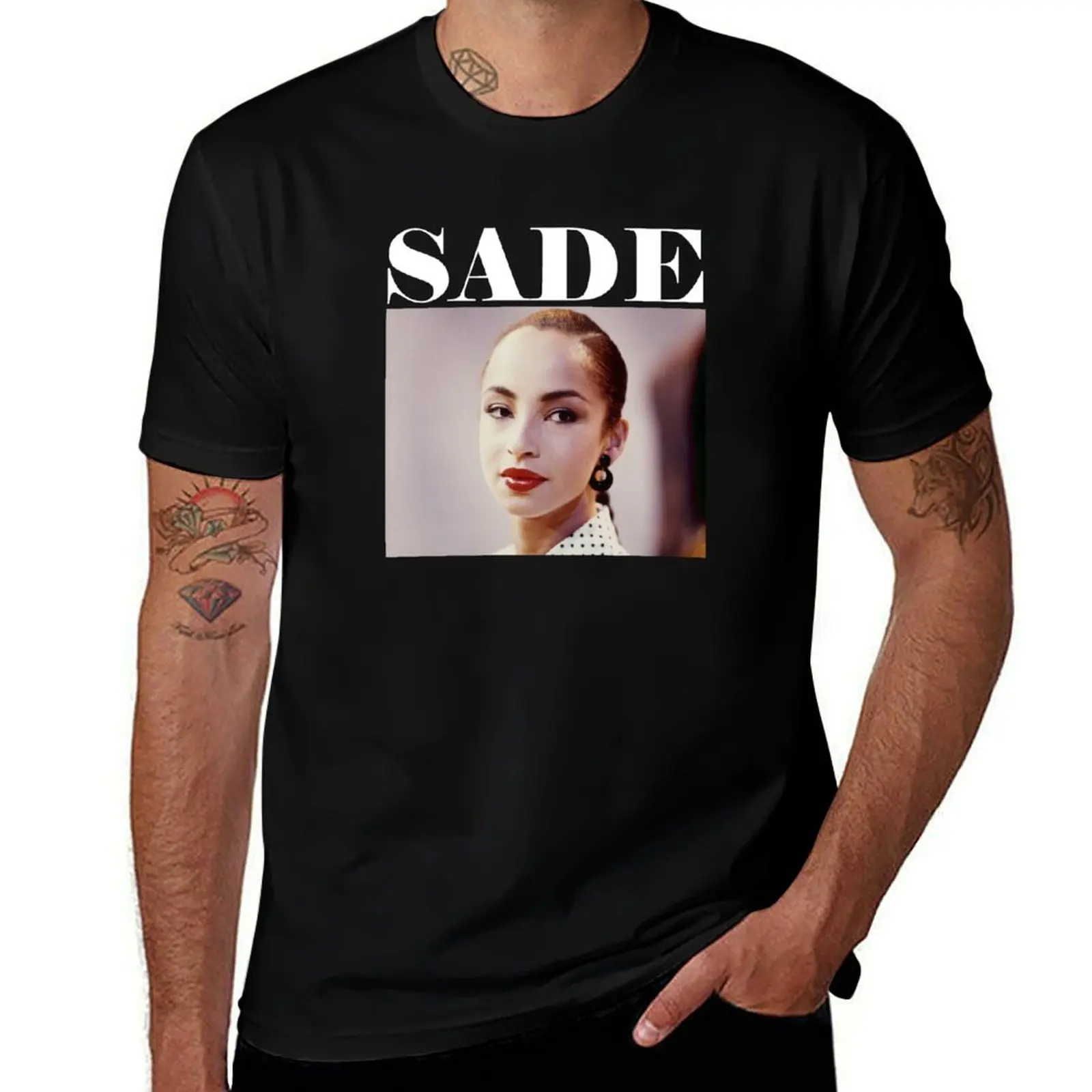 

80s SADE on black T-Shirt Simple Line Art Print Tee