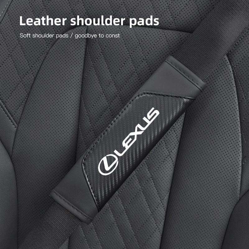 Lexus Car Belt Shoulder Pads Leather Safety Belt Cover Auto Interior For RX330 IS250 Ct200h ES300h RX350 IS300h NX300h RX400h UX