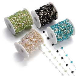 1Meter Stainless Steel Pearl Chain Butterfly Crystal Chains For Necklace Bracelets Jewelry Making DIY Handmade Accessories
