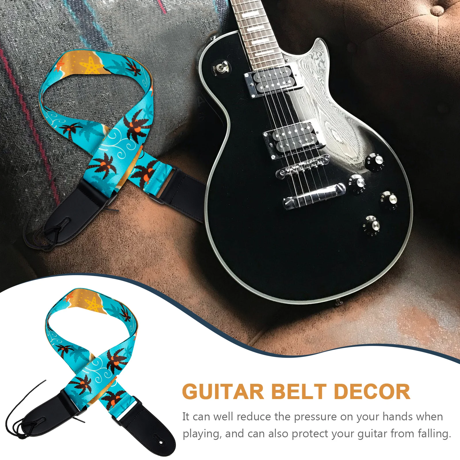 

Durable Washable Guitar Shoulder Strap Electric Folk Replacement Belt Decorative Practical Gift For Musician Guitar Accessory