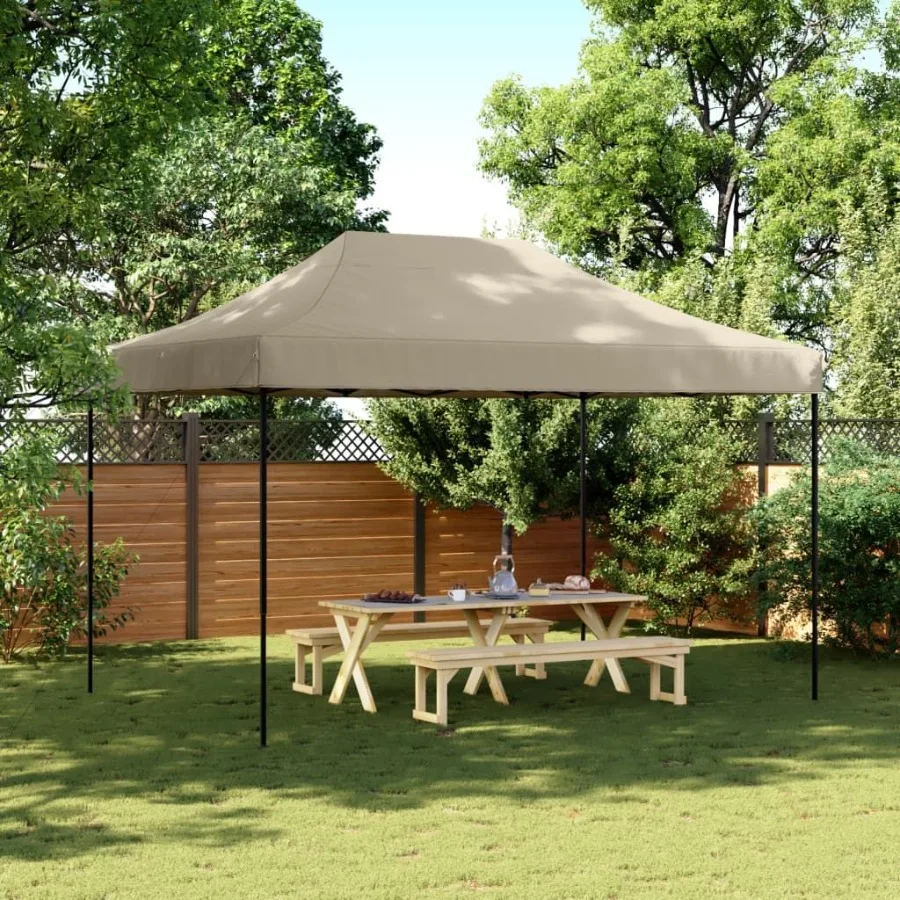 

Party Tent Taupe Oxford Fabric with PVC Coating Large Collapsible