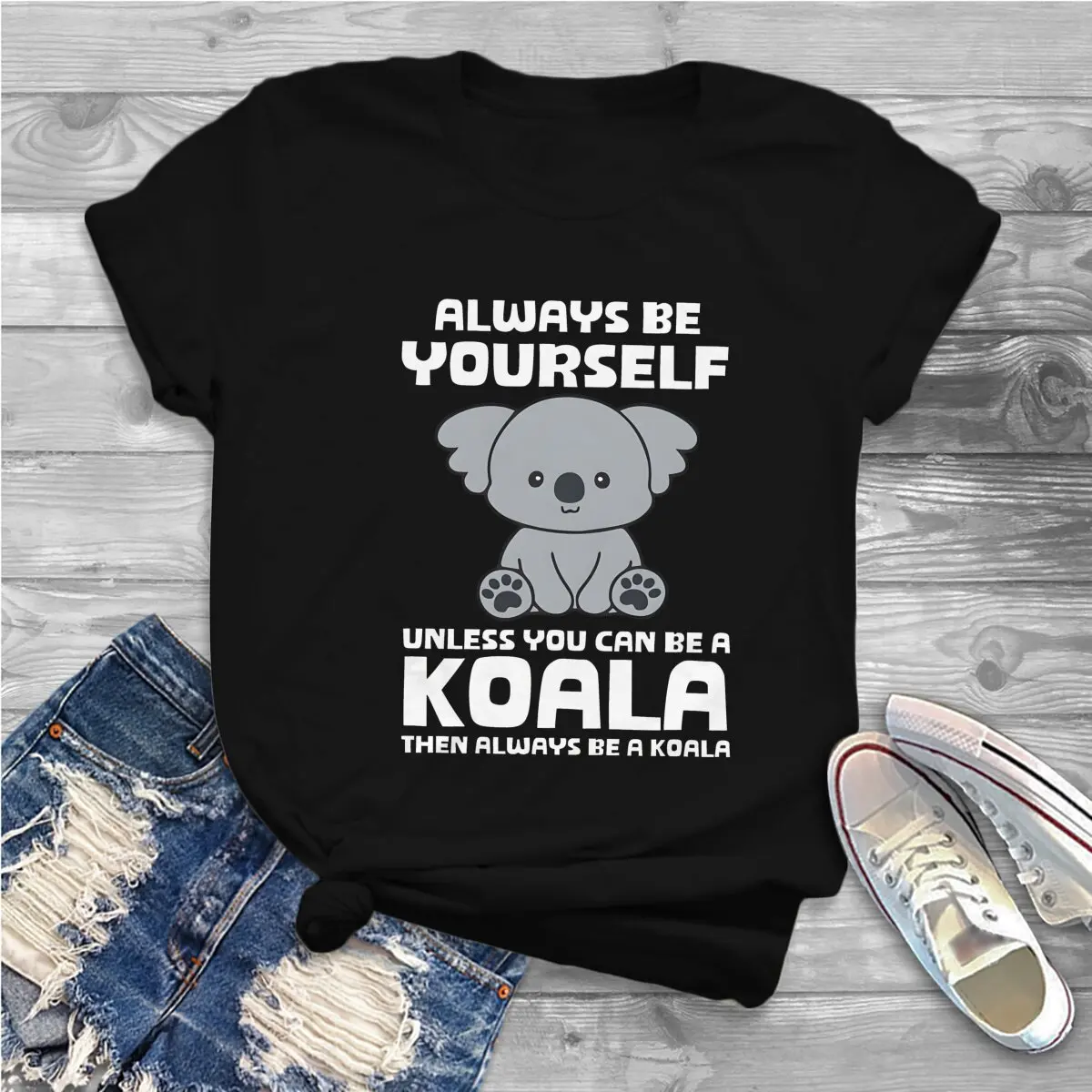 Australian Koala Newest TShirt for Men Always Be Yourself Round Collar Polyester T Shirt Personalize Gift Clothes Streetwear