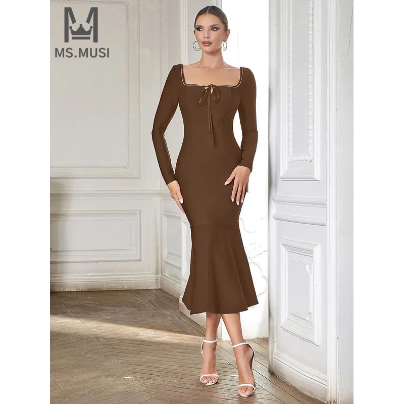 

MSMUSI 2024 New Fashion Women Sexy Diamond Crystal Draped Sleeveless Backless Bandage Bodycon Party Club Event Maxi Dress Gown