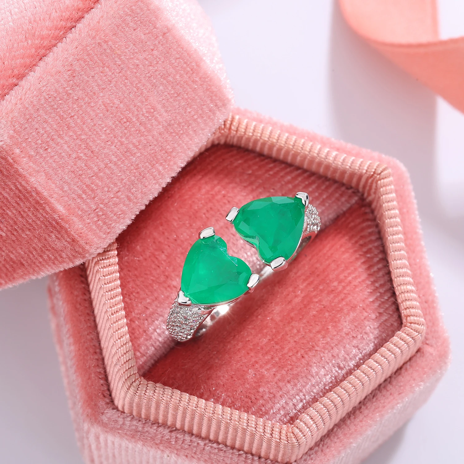 925 Silver Plated Elegant Heart Shape Paraiba Tourmaline Rings for Women Classic Engagement Wedding Statement Jewelry