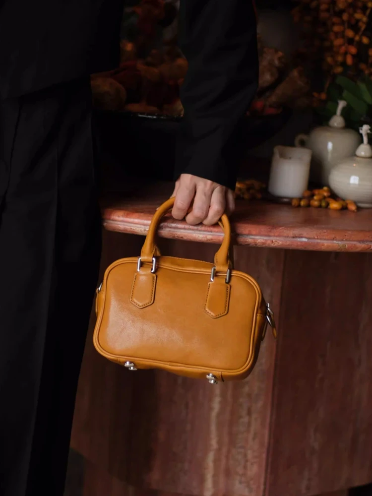 

GENGWO Fashion Simple Genuine Leather Women Tote Bag\Handbag Cute Real Leather Lady Shoulder Crossbody Bag Small Nice