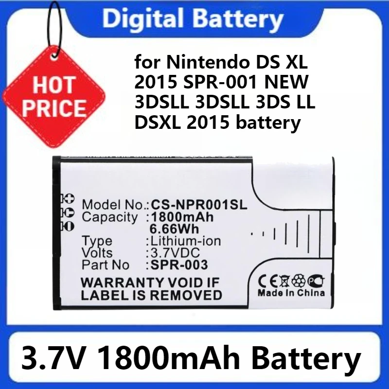 

SPR-003 SPR-A-BPAA-CO Battery for Nintendo DS XL 2015 SPR-001 NEW 3DSLL 3DSLL 3DS LL DSXL 2015 3.7V 1800mAh Battery