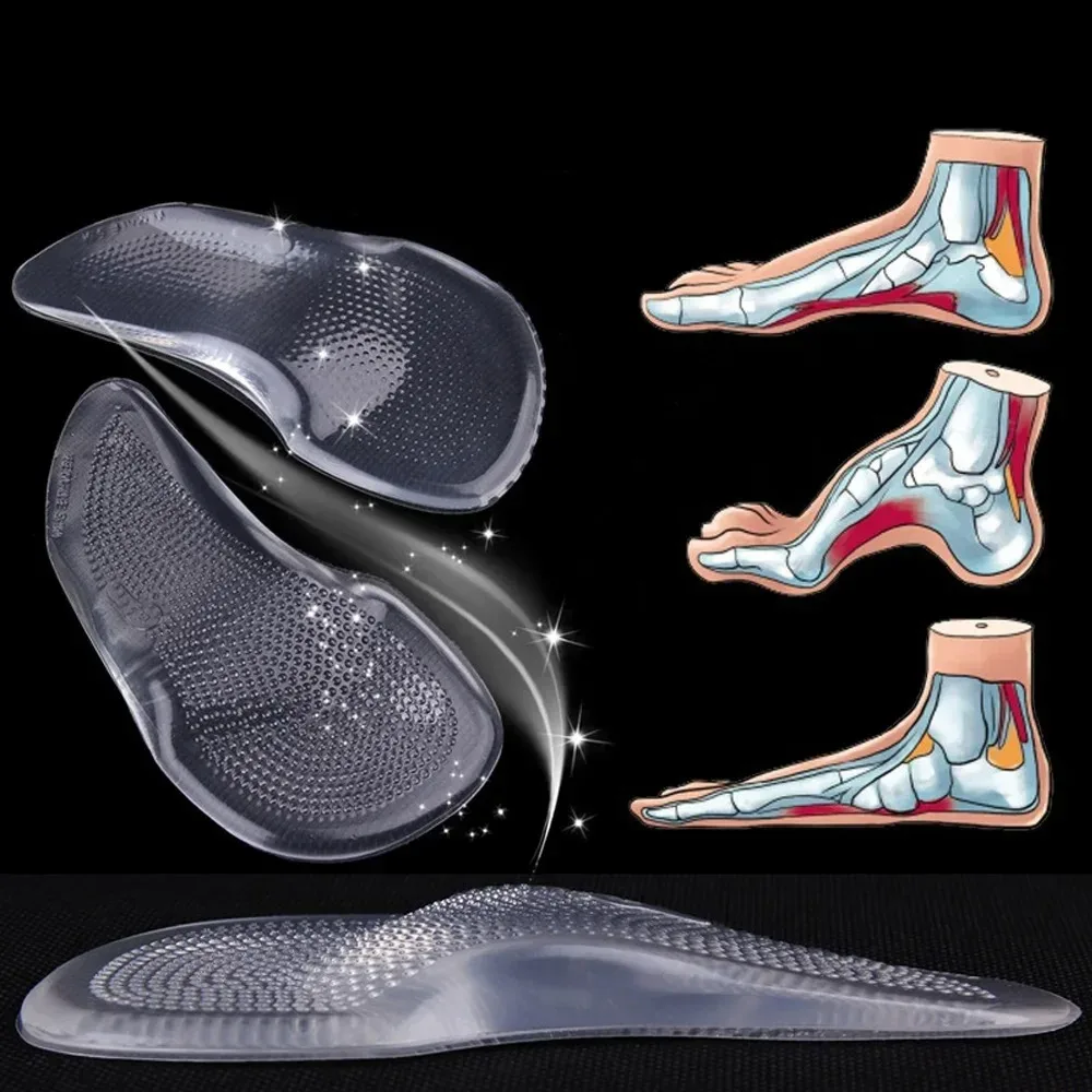 Semelles orthopédiques professionnelles, Support de voûte plantaire, correcteur de pied plat, coussin de chaussure, insertion de coussin orthopédique en Gel de Silicone
