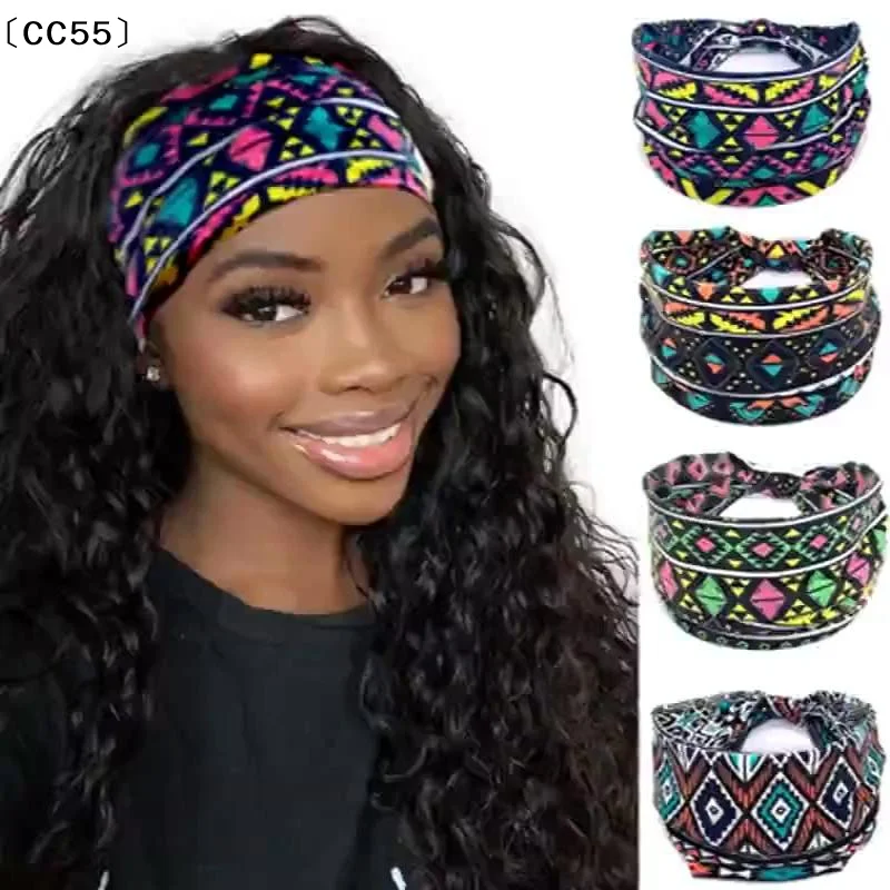 Bohemia Grid Women Headpiece Stretch Turban Hair Accessories Headwear Yoga Run Bandage Hair Bands Headbands Wide Headwrap〔CC55〕