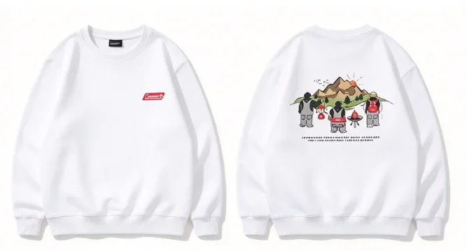 2026 Unisex round-neck pullover hoodie for outdoor camping and hiking with cartoon pattern print and long sleeve with hood