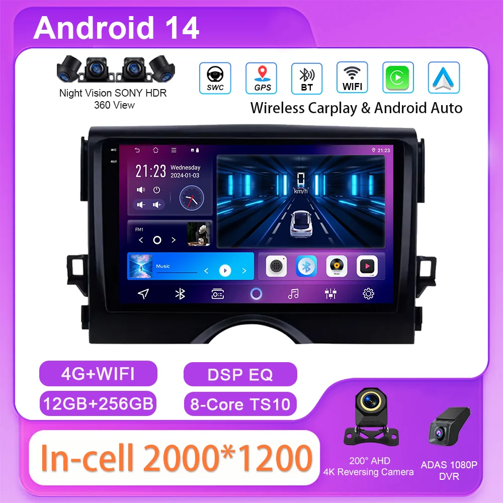 

Android Auto GPS Navigation For TOYOTA REIZ Mark X 2010 -2015 Auto Android Car DVD Carplay Radio Stereo Multimidia Player 2Din