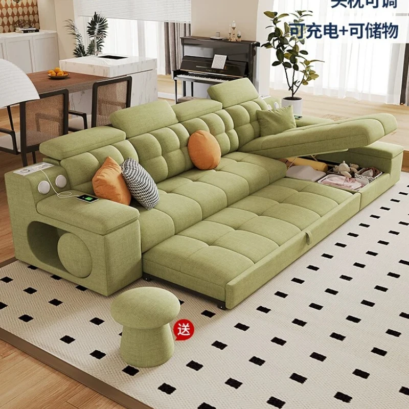 CX living room, small apartment, cream-style fabric folding dual-purpose sofa bed