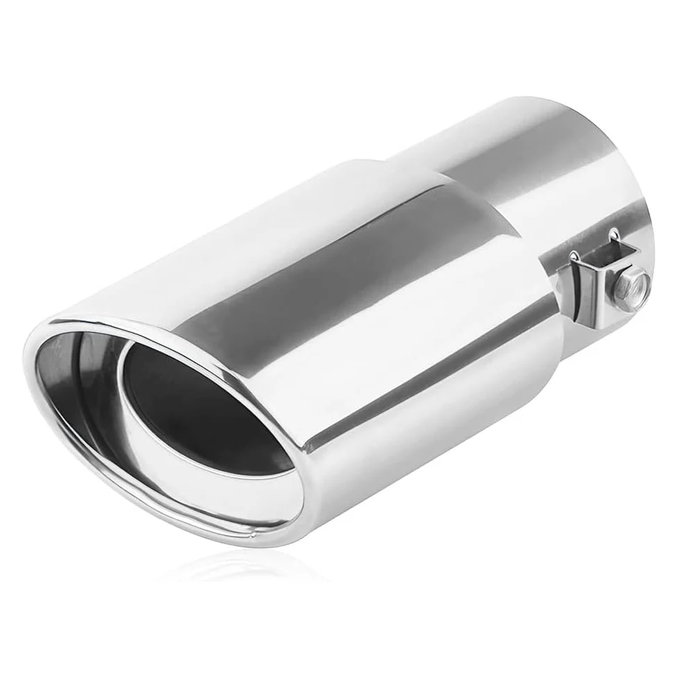 Stainless Steel Polished Bolt Flue Muffler, Compatible with Most Vehicles Exterior Rear Tip Pipe, (Silver/Straight)