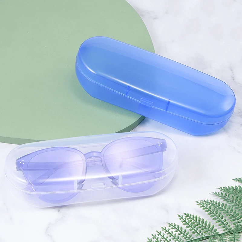 

Blue Transparent Glasses Case Plastic Box Flat Mirror Myopia Glasses Storage Box Sunglasses Case Simple Fashion Glasses Case