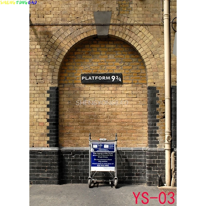 SHENGYONGBAO 맞춤형 비닐 벽돌 벽, 9 3/4 스테이션 사진 배경 소품, 빈티지 천국 마법 스튜디오 배경 SS-9051