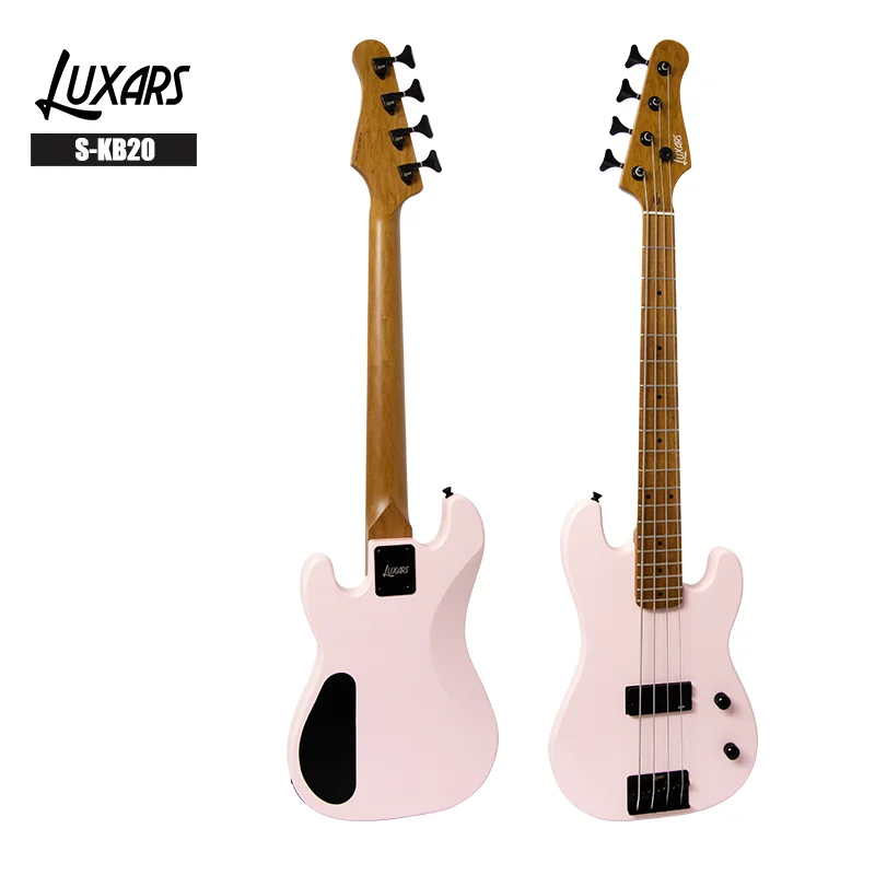 Bajo eléctrico con mástil de arce asado, cuerpo de madera maciza, acabado mate, hermoso Vioce, hardware negro, alta calidad