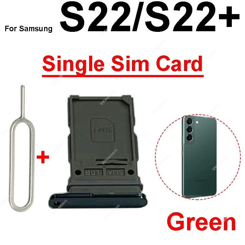 Bandeja de tarjeta Sim para Samsung Galaxy S22 Plus S22 Ultra Dual Nano bandeja de tarjeta Sim individual ranura para tarjetero lector piezas de repuesto