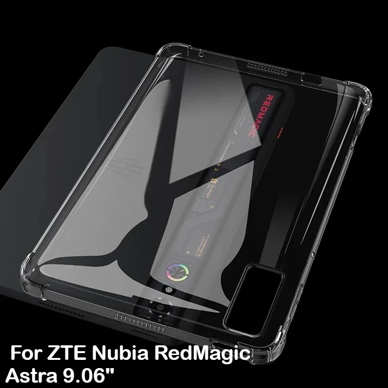 Capa fina para tablet, airbags, à prova de choque, para zte nubia redmagic astra/game tablet 3 pro, 9.06 ", capa protetora transparente e macia de tpu