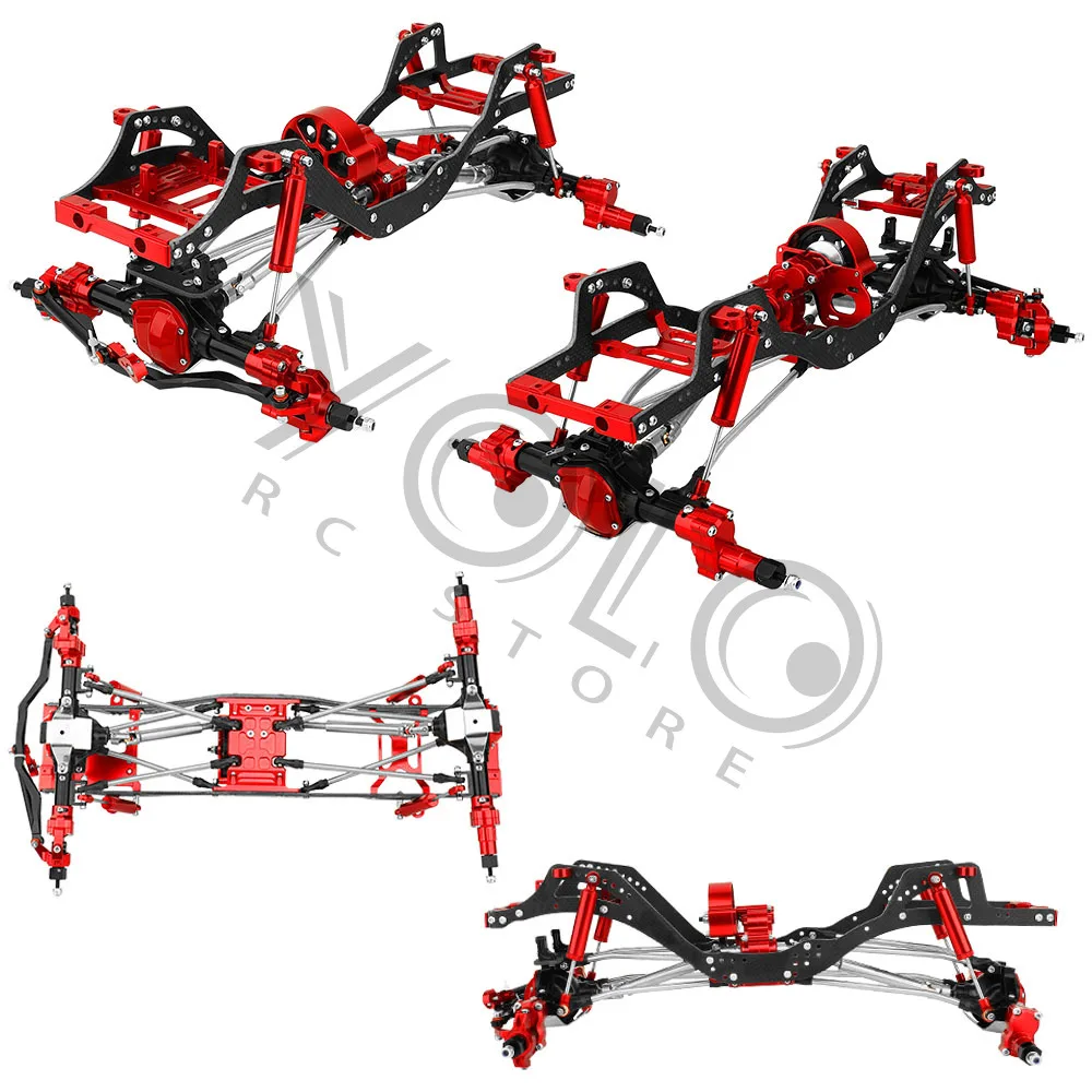 CNC Metal High‑Clearance Chassis Frame DIY Upgrade Kit for 1/10 SCX10 4x4 RC Crawler, Improved Ground Clearance Off‑Road Perf