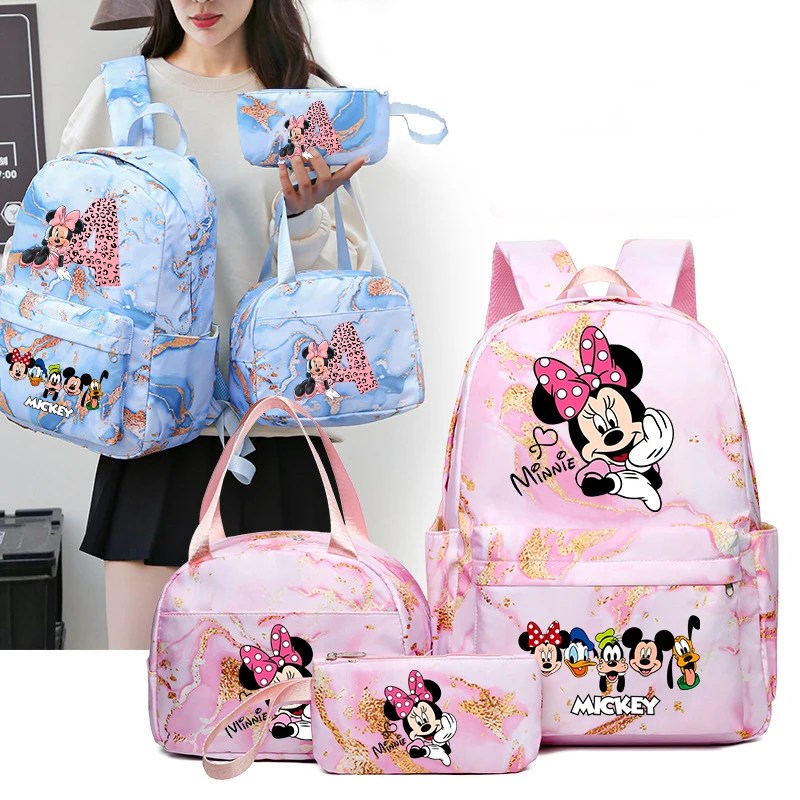 

3Pcs/set Mickey Minnie Letter Backpack for Girls Boys Student Teenager Children Rucksack Kids Gift Women Casual School Bag