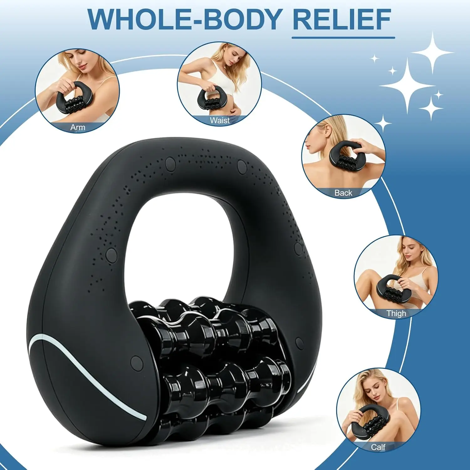 Rechargeable Handheld Electric Roller Massager Portable Impact Massage Tool for Shoulder Back Arm Leg Full Body Relief view 5