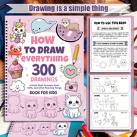 How To Draw Everything: 300 Drawings of Cute Stuff Coloring Book Step-by-Step Simple Drawings Books, Kids Art Supplies