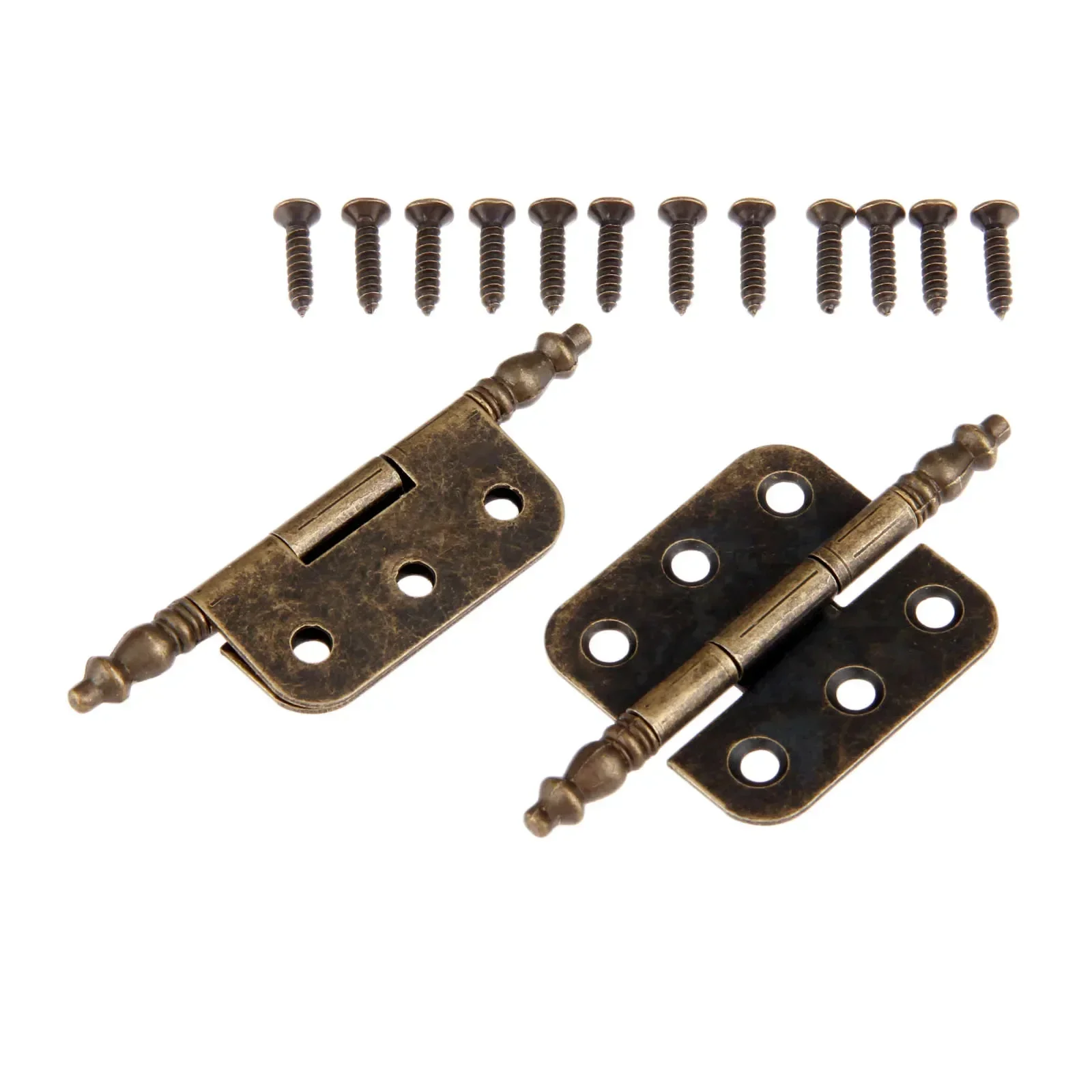 2pcs Crown Hinge 6 Holes 12 Screws 70*35mm Antique Bronze Iron Decor Door Cabinet Jewelry Gift Box Drawer Furniture Hardware