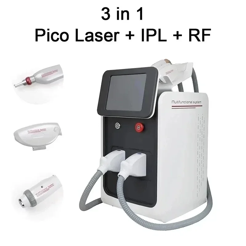 2024 New Trend 3 In 1 Portable Multifunction Beauty Machine Laser Hair Tatoo Removal Machine IPL+RF+Nd Yag Laser Machine