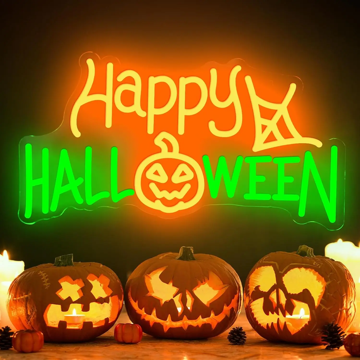 Happy Halloween LED Neon Sign USB Powered Neon Light for Halloween Party Home Bar Christmas Holiday Spooky Wall Art Decor Gift
