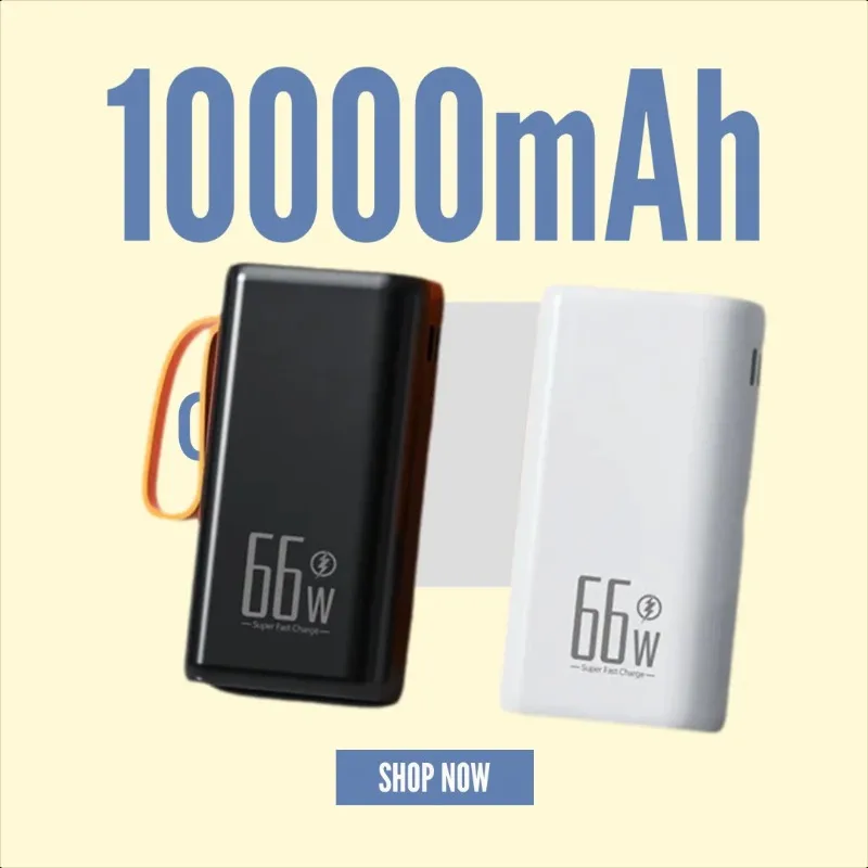 

66W Mini Super Fast Charging Power Bank 10000mAh Compact and Portable Gift Mobile Power Supply with Large Capacity