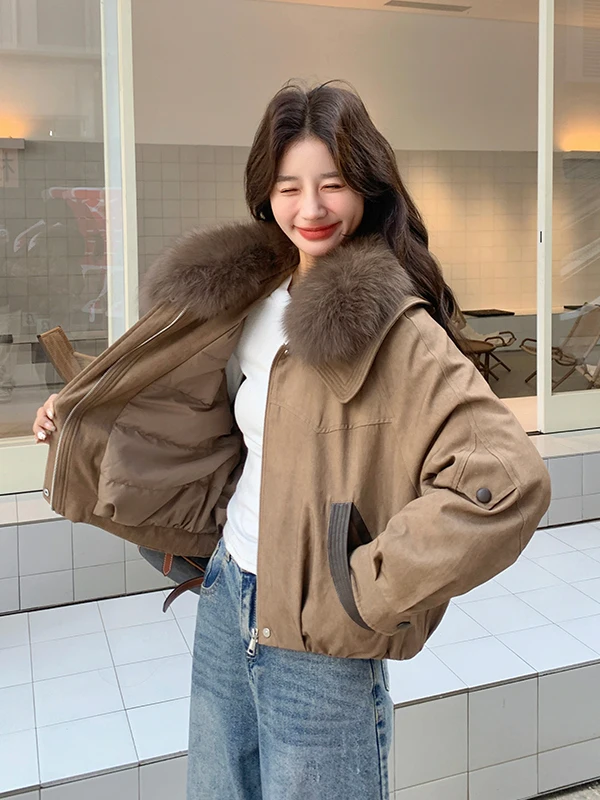 Casual of dames donsjas met warme imitatiebontkraag, slankende, veelzijdige winterjas, modieus, nieuw model 2025