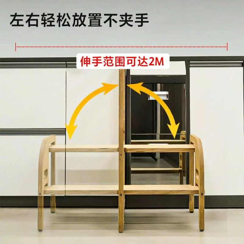 Multifunctional hidden folding two-step ladder embedded clothing cabinet