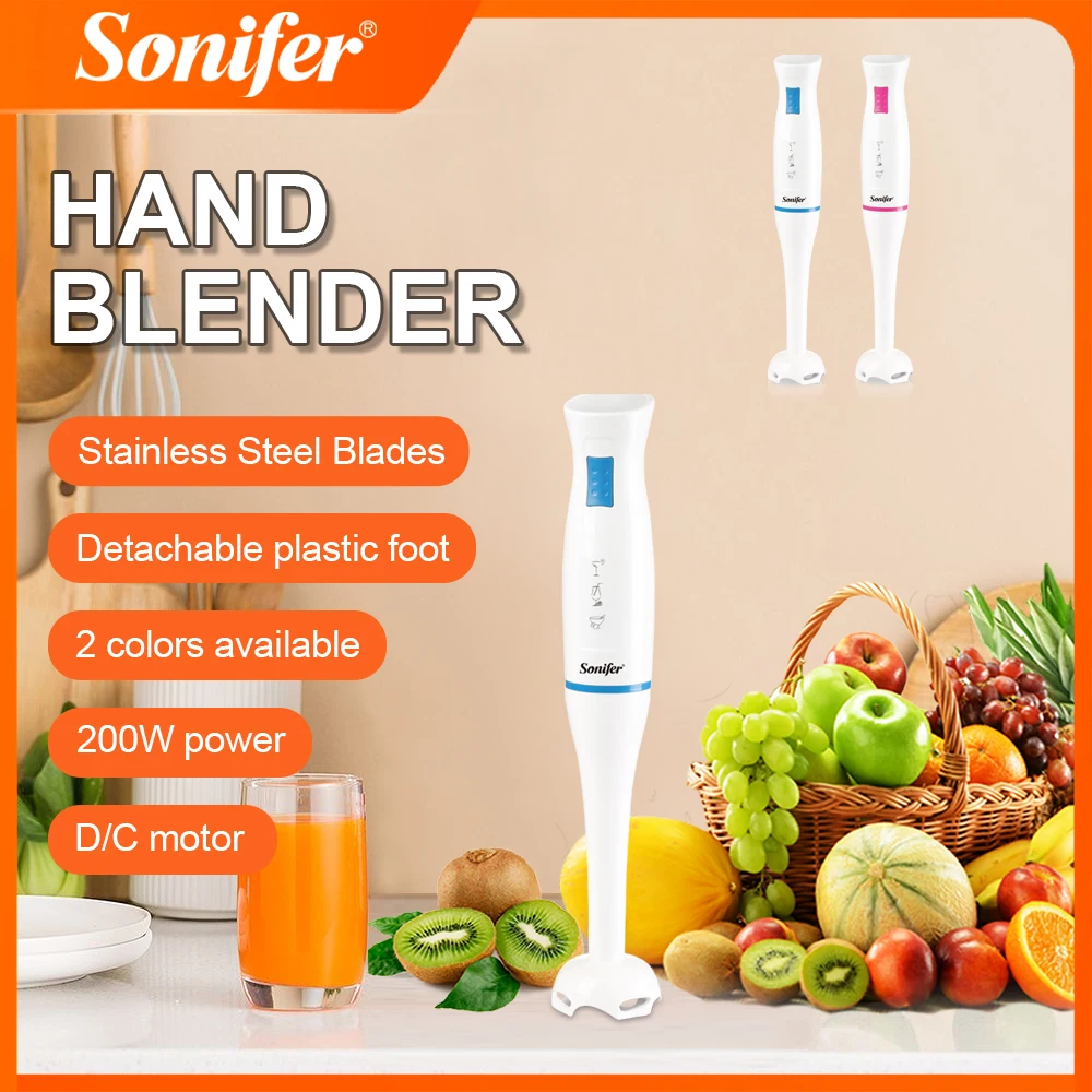 Hand Blender Sonifer SF-8024 200W Immersion Blender Stainless Steel Blade Detachable Shaft One Button Control for Kitchen