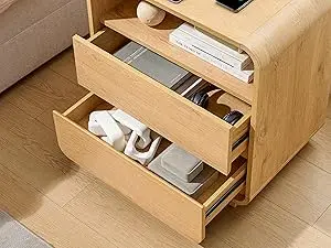 nightstand night stand bedside end table bed side bedroom nightstands charging station natural tall