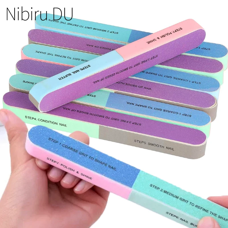 10/1Pcs Nail Buffer Block 7 Way Nail Files Professional Nail Care Tools Colorful Buffing Block Polisher Manicure Sanding Tool