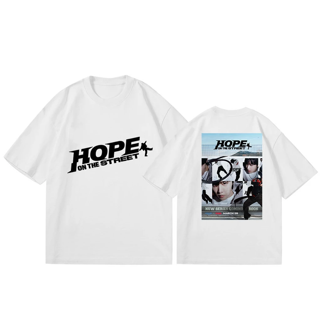Y2K Women's Summer Cotton Tops KPOP Hope ON THE STREET Letter Print Couple T-Shirt Harajuku Streetwear Short Sleeve Clothing