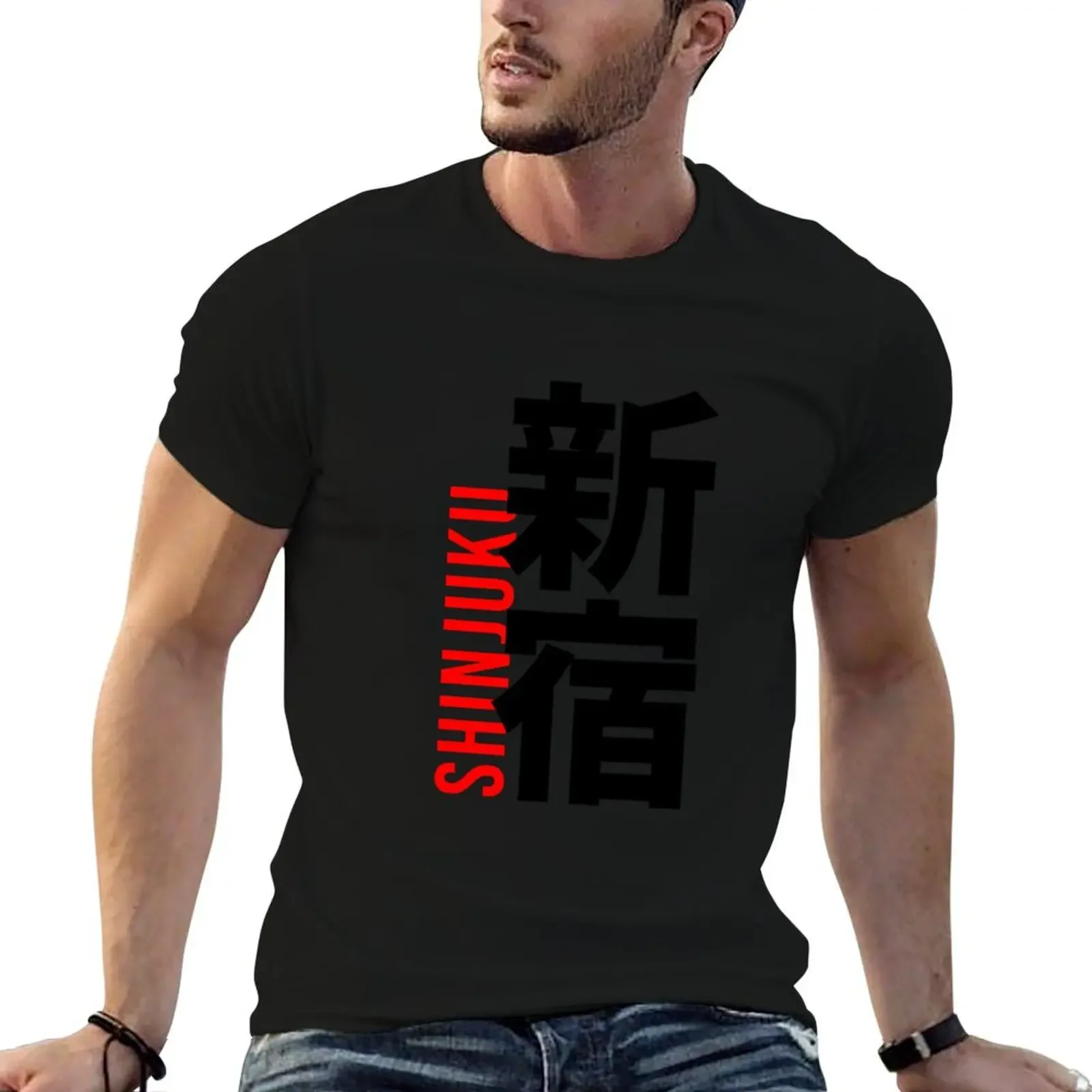

Shinjuku text with japanese text T-Shirt vintage t shirts graphics t shirt men 100℅ cotton