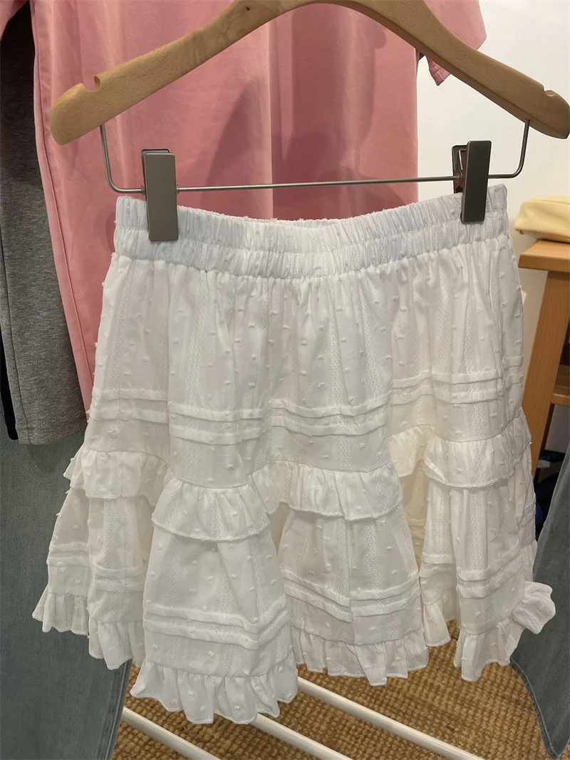 

Slimming High Waist Puffy Short Skirt for Women White Cake Style Spring Summer Half Body Skirt Korean Style Commute Balle Style