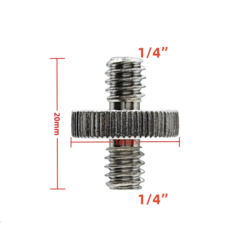 Universal Metal Double End 1/4 Male Screw Adapter Connector for Tripod DSLR GoPro Action Camera Photography Shooting Accessories
