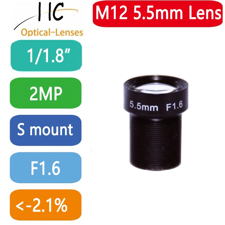 2 MegaPixel M12-Mount 5.5mm 1/1.8'' board lens F1.6 fixed Iris(customizable) FA/Machine Vision lens,good for Near Work Distance