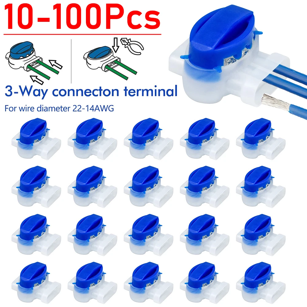 10-100Pcs 3Pin 314 Connectors Robotic Lawn Mower Connectors for Gardena/Husqvarna/Worx/Robomow Lawnmower Electric Cable Terminal