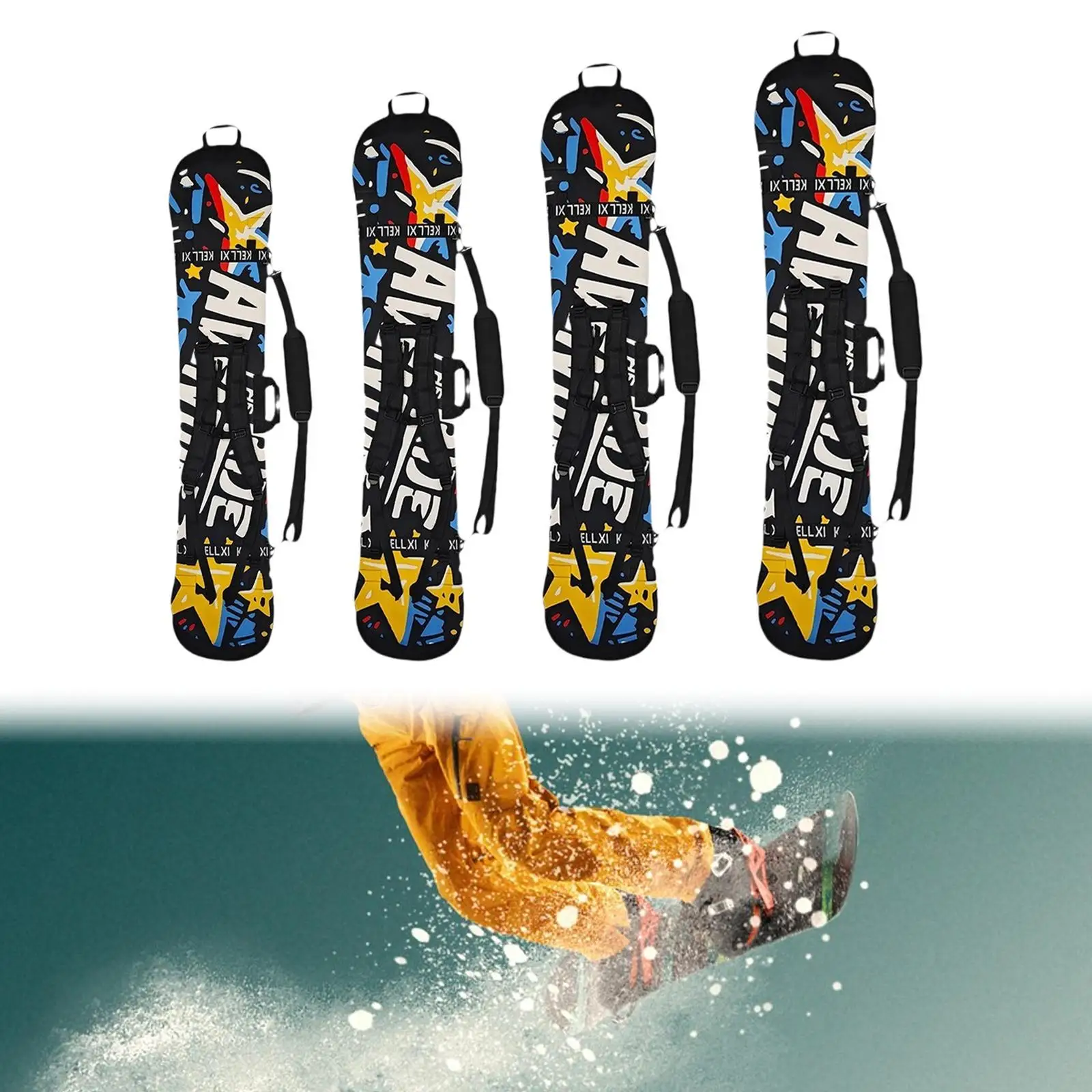 Snowboard Sleeve Bag with Shoulder Straps Carrying Bag Backpack with Binding Open with Carry Handle Snowboard Sleeve Cover Case