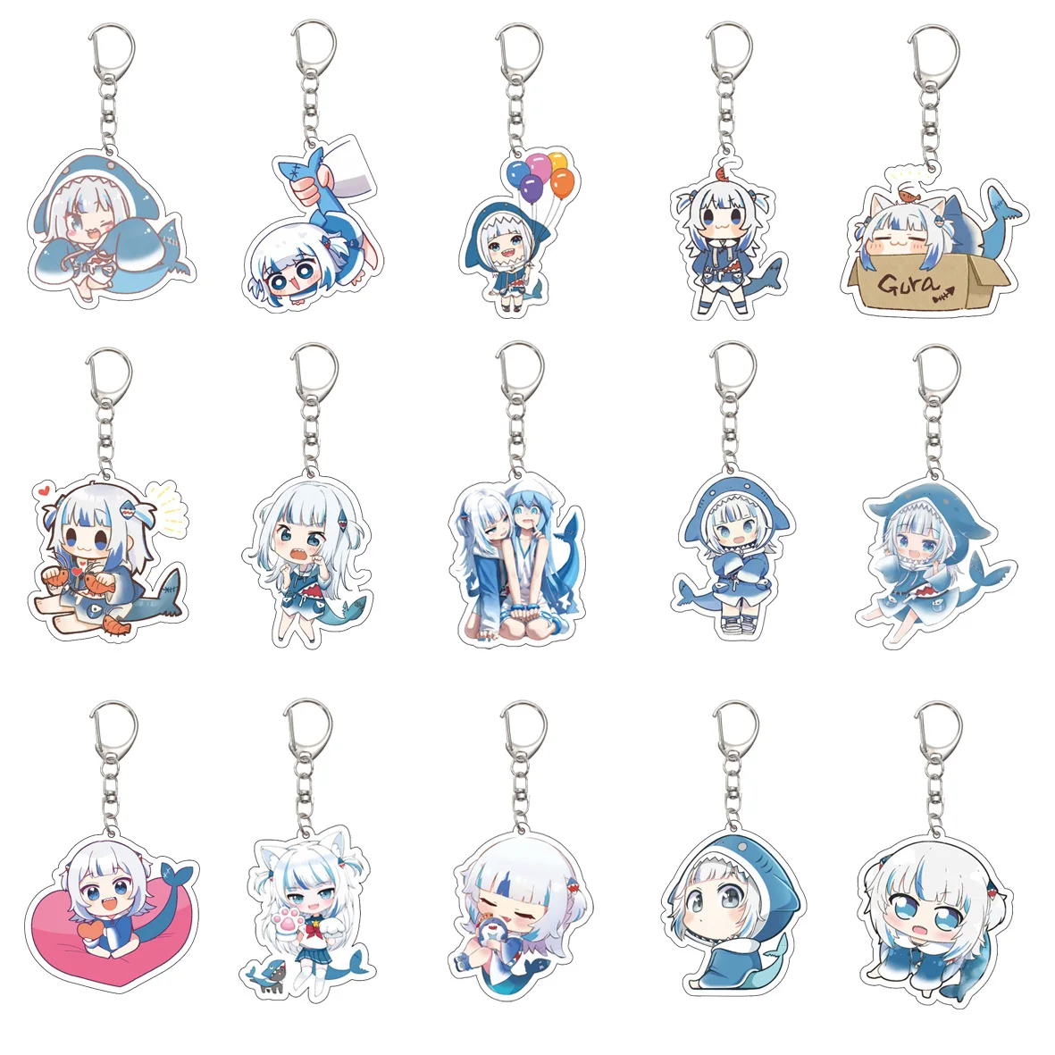 55MM hololive English Keychain Gawr Gura Key Chain Acrylic Model Plate Christmas Gifts