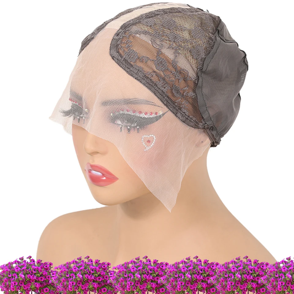 

Adjustable T13x6x1 Part Lace Wig Cap, T-Shape Front Lace Elastic Headwear, DIY Wig Accessory Mesh Bottom, with Nylon for Women,