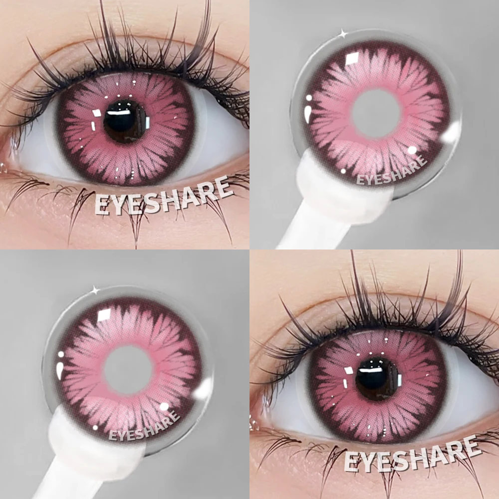 EYESHARE 1 Paar modische farbige Kontaktlinsen für Augen, lila Farbkontakte, rote Linsen, rosa, weiche Linsen, Schönheits-Make-up, jährlich