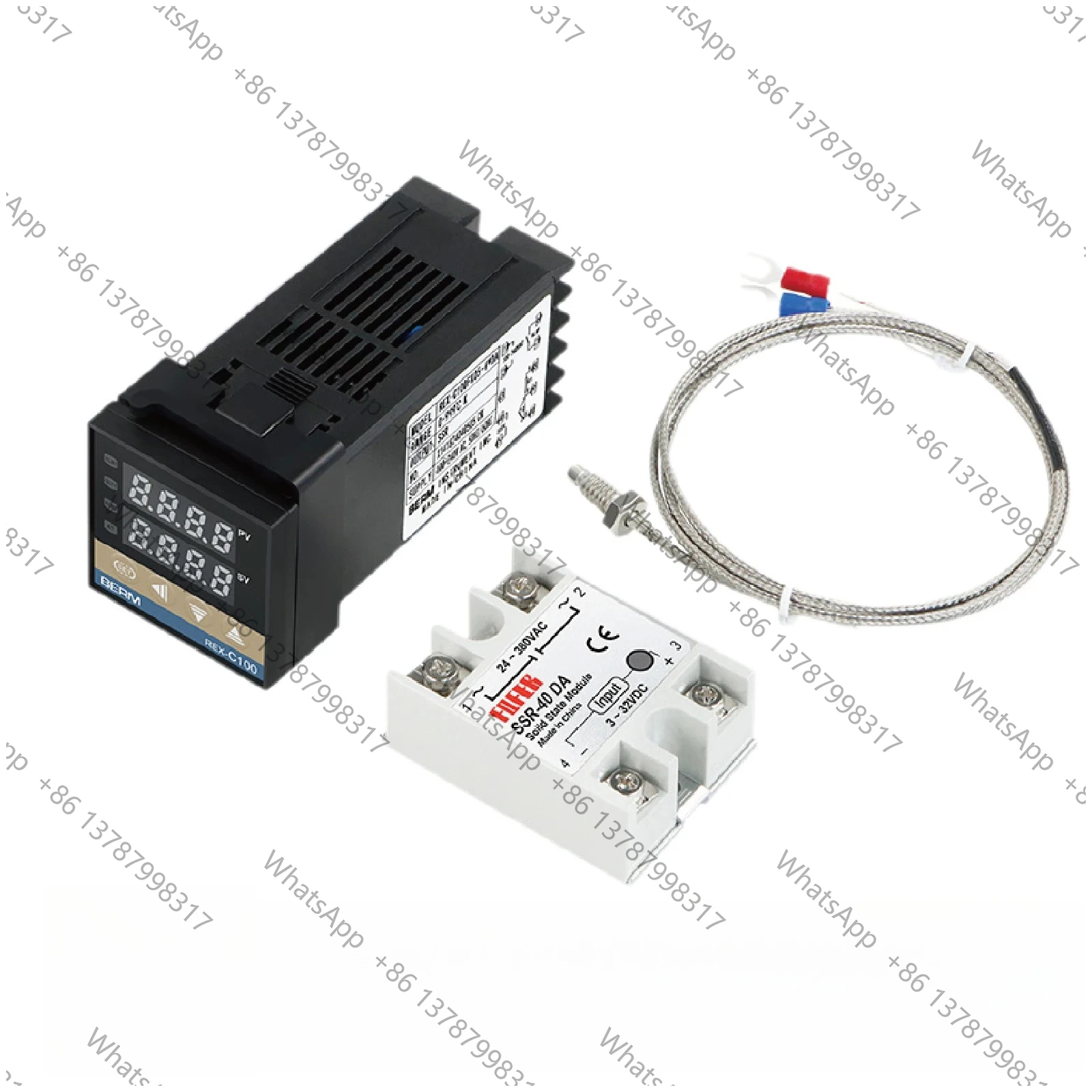 REX‑C100 PID Temperature Control Kit with Solid State Relay + K Type Screw Thermocouple M6×1.25 0‑400℃ Kit for Heating