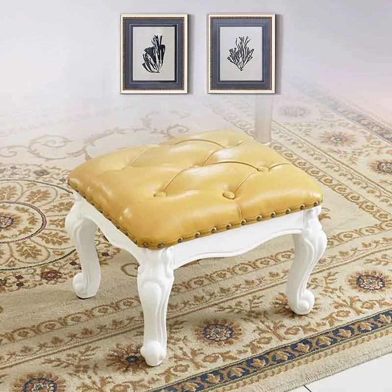 

Nordic Furniture, Solid Wood Stool, Change Shoe Stool, Living Room Footstool, Soft Bag Leather Stool, Leisure Chair, Mobile Seat