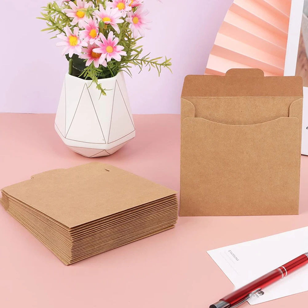 

100pcs CD Holiday Envelopes Paper Bags DVD Storage File Envelopes Brown Media Cases Packaging Hobbies